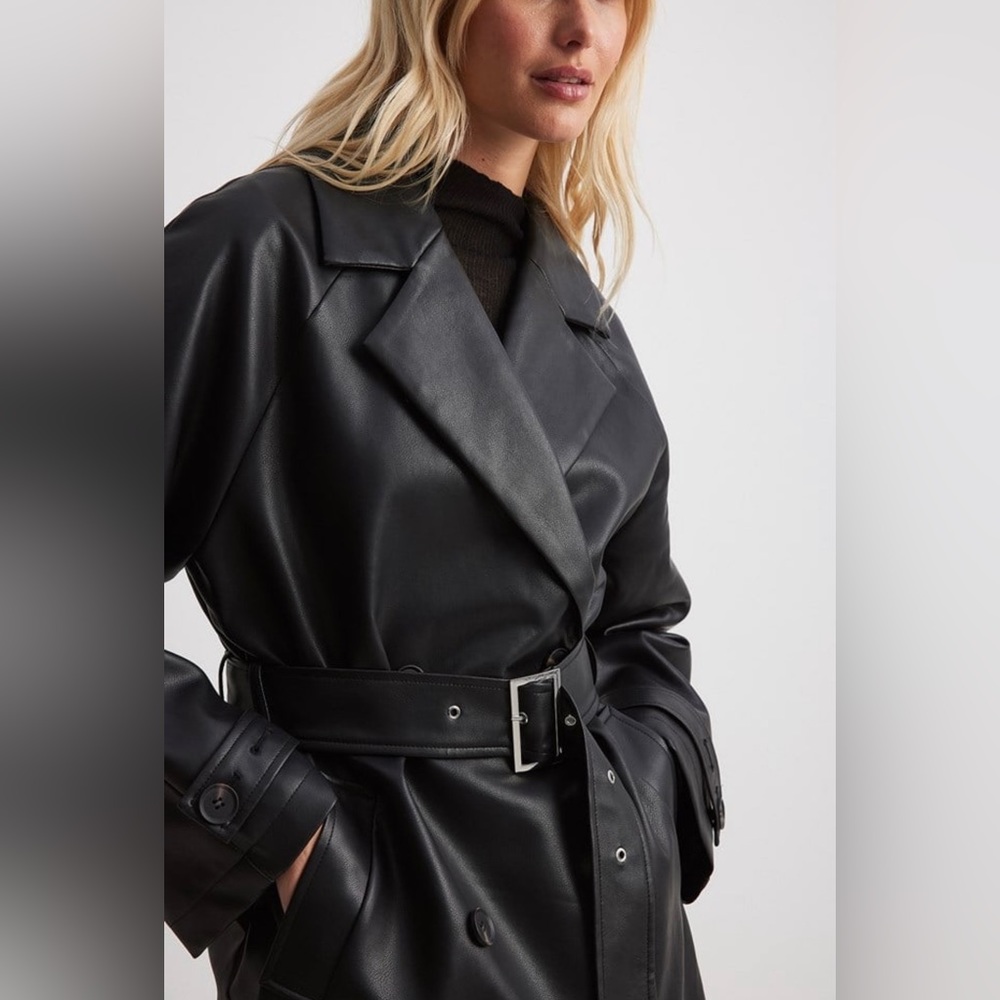 NA-KD Belted Pu Trenchcoat